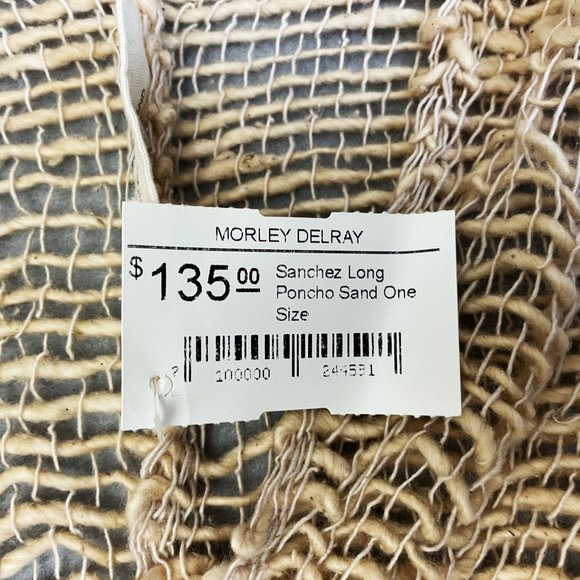 Monserat De Lucca Poncho Womens OS Beige Morely Delray Sanchez Long Woven Knit - Picture 3 of 8